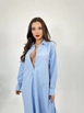 A wholesale clothing model wears fme14063-dress-blue, Turkish wholesale  of 
