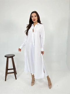 A wholesale clothing model wears fme14069-dress-white, Turkish wholesale Dress of Fame