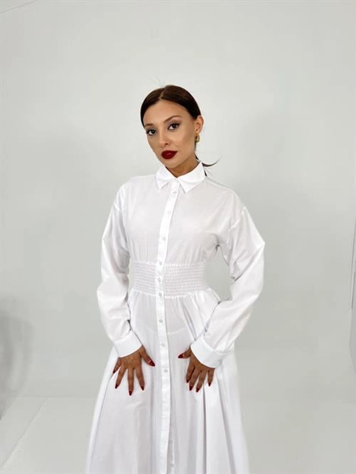 A wholesale clothing model wears fme13092-dress-white, Turkish wholesale Dress of Fame