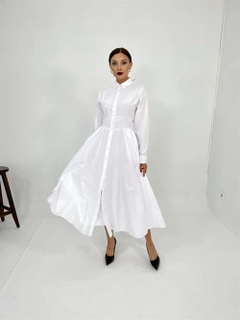 A wholesale clothing model wears fme13092-dress-white, Turkish wholesale Dress of Fame