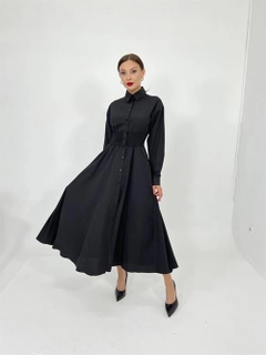 A wholesale clothing model wears fme13100-dress-black, Turkish wholesale Dress of Fame