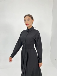 A wholesale clothing model wears fme13100-dress-black, Turkish wholesale Dress of Fame