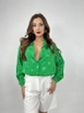 A wholesale clothing model wears fme13417-shirt-green, Turkish wholesale  of 