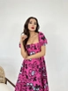 A wholesale clothing model wears fme13506-dress-fuchsia, Turkish wholesale  of 