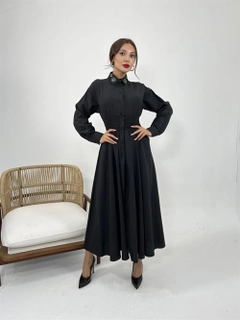 A wholesale clothing model wears fme13614-dress-black, Turkish wholesale Dress of Fame