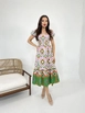 A wholesale clothing model wears fme14005-dress-green-&-pink, Turkish wholesale  of 