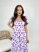 A wholesale clothing model wears fme14017-dress-white-&-purple, Turkish wholesale  of 