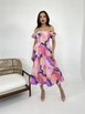 A wholesale clothing model wears fme14024-dress-lilac-&-pink, Turkish wholesale  of 