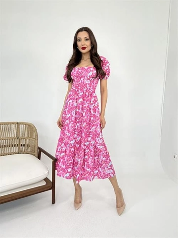 Модель оптовой продажи одежды носит  Платье - Розовое
, турецкий оптовый товар Одеваться от Fame.