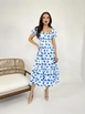 A wholesale clothing model wears fme14026-dress-white-&-blue, Turkish wholesale  of 