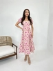 A wholesale clothing model wears fme14028-dress-beige-&-pink, Turkish wholesale  of 