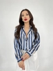 A wholesale clothing model wears fme14032-striped-shirt-blue, Turkish wholesale  of 