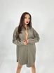 A wholesale clothing model wears fme14077-shirt-khaki, Turkish wholesale  of 