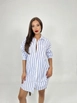 A wholesale clothing model wears fme14079-striped-shirt-dress-white-&-blue, Turkish wholesale  of 