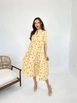 A wholesale clothing model wears fme14099-dress-yellow, Turkish wholesale  of 