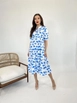 A wholesale clothing model wears fme14102-dress-white-&-blue, Turkish wholesale  of 