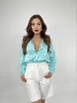 A wholesale clothing model wears fme10644-shirt-turquoise, Turkish wholesale  of 