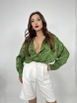A wholesale clothing model wears fme10641-shirt-green, Turkish wholesale  of 