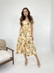 A wholesale clothing model wears fme10929-dress-yellow-white, Turkish wholesale  of 