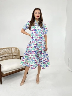 A wholesale clothing model wears FME11077 - Dress - Multicolor, Turkish wholesale Dress of Fame