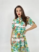 A wholesale clothing model wears fme11069-dress-green-white, Turkish wholesale  of 