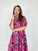 A wholesale clothing model wears fme11085-dress-fuchsia, Turkish wholesale  of 