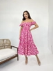 A wholesale clothing model wears fme11553-dress-fuchsia, Turkish wholesale  of 