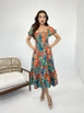 A wholesale clothing model wears fme11604-dress-multicolor, Turkish wholesale  of 
