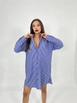 A wholesale clothing model wears fme14082-striped-shirt-dress-blue, Turkish wholesale  of 