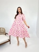 A wholesale clothing model wears fme14100-dress-cream-&-pink, Turkish wholesale  of 