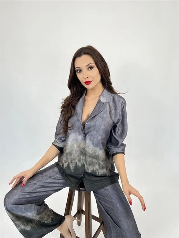 A wholesale clothing model wears fme14124-set-anthracite, Turkish wholesale Suit of Fame