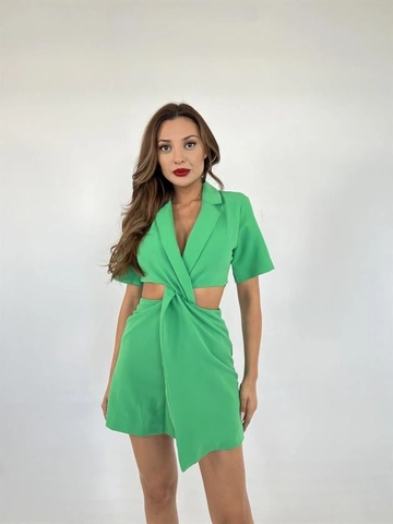 A wholesale clothing model wears  Dress - Green
, Turkish wholesale Dress of Fame