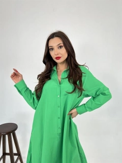 A wholesale clothing model wears FME11380 - Dress - Petrol Green, Turkish wholesale Dress of Fame
