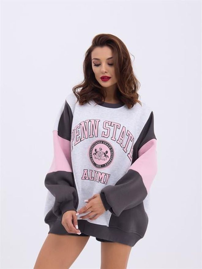 Fame Potiskana Trenirka Siva In Roza Oblačila na debelo Ležerno