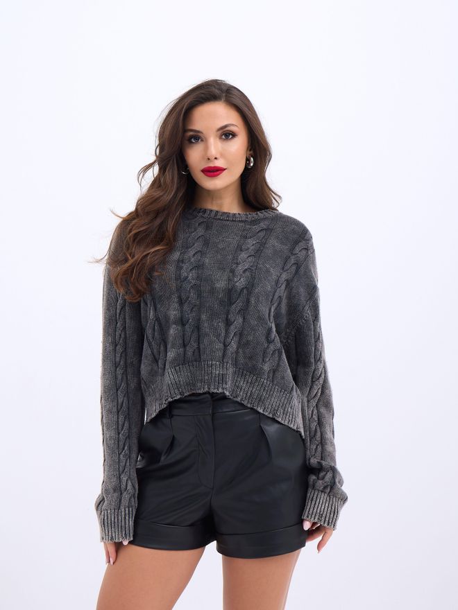 Fame Strickpullover Schwarz Großhandelskleidung Lässig