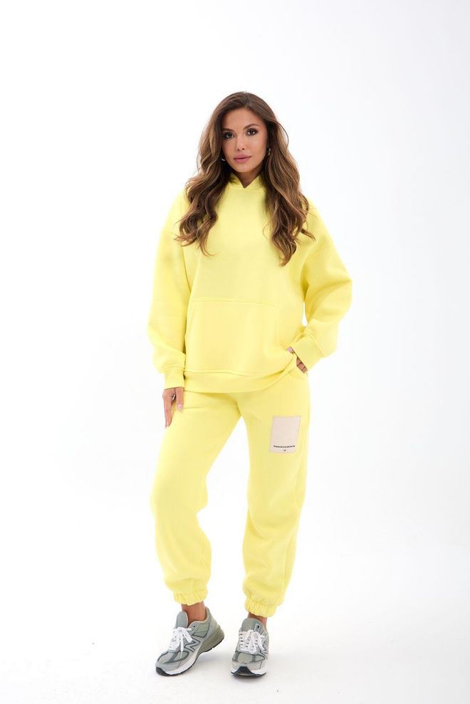 Fame Yellow Oversized Fit Casual Sport Tracksuit Wholesale Clothing Casual