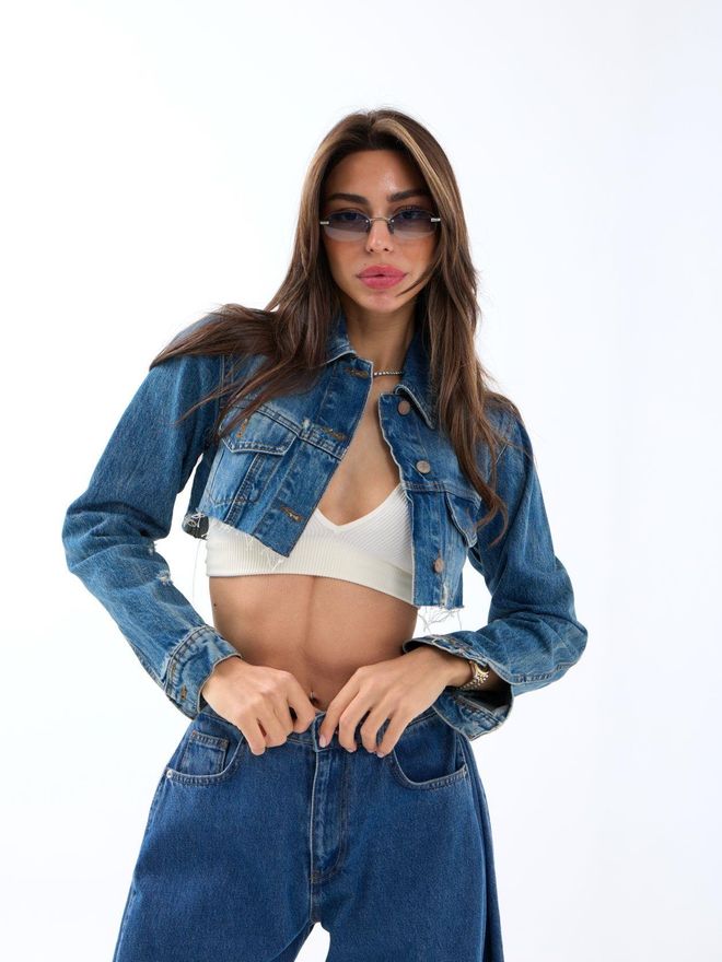 Fame Denim Jacket Blue Wholesale Clothing Casual