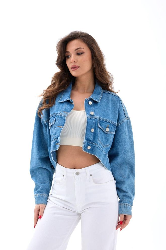 Fame Denim Jacket Blue Wholesale Clothing Casual
