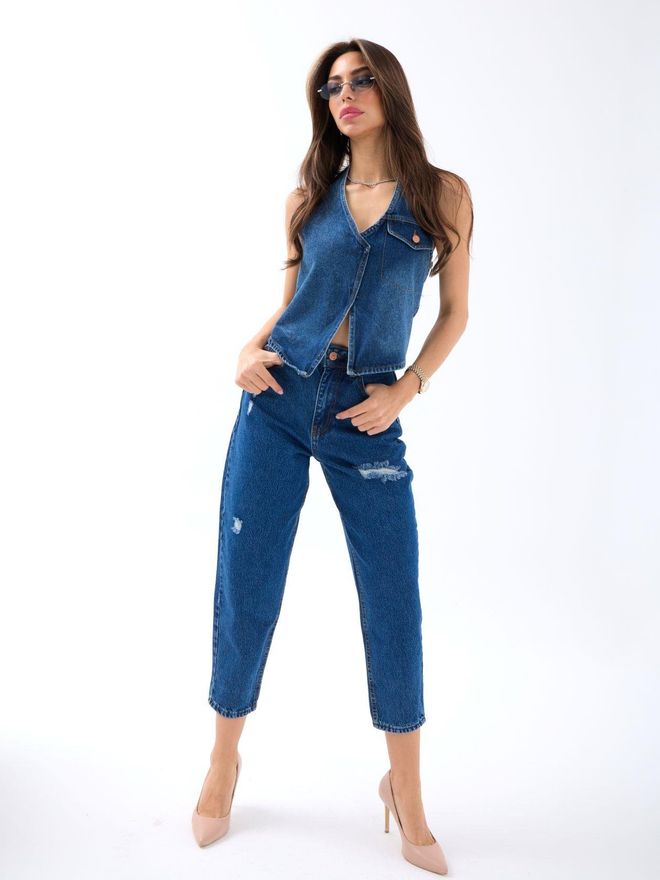 Fame Denim Vest Blue Wholesale Clothing Casual
