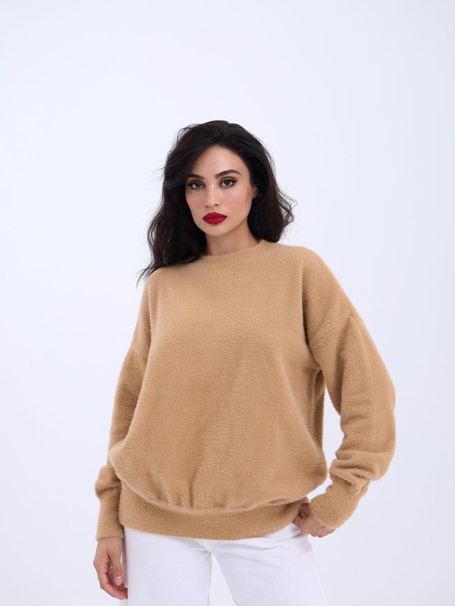 Fame Knitwear Zero Collar Casual Sweater Mink Wholesale Clothing Casual