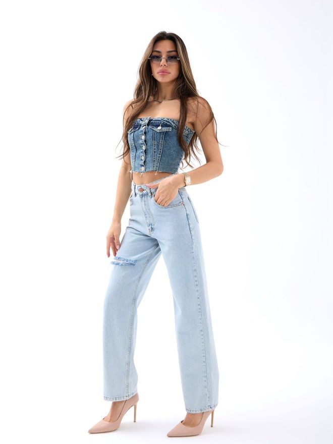 Fame Denim Wide Leg Light Blue Wholesale Clothing Casual