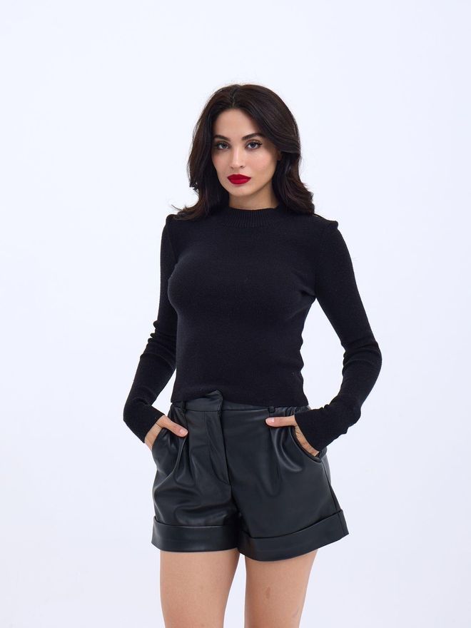 Fame Knitwear Basic Sweater Black Wholesale Clothing Casual