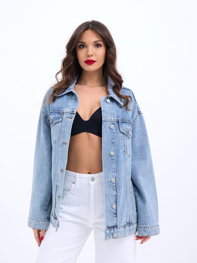 Fame Τζιν Μπουφάν Μπλε Χονδρικό εμπόριο ενδυμάτων Casual