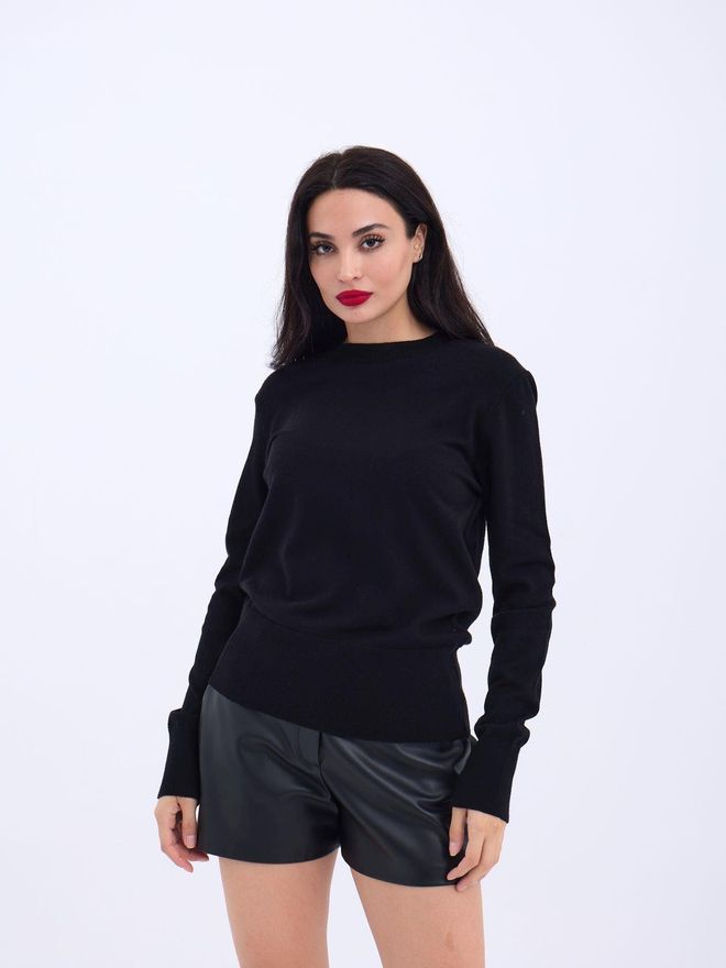 Fame Pleteni Pulover Basic Crni Veleprodaja odjeće Ležerni