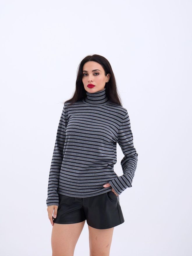 Fame Maglieria A Righe Da Pescatore Casual Grigio E Nero Abbigliamento all'ingrosso Casuale