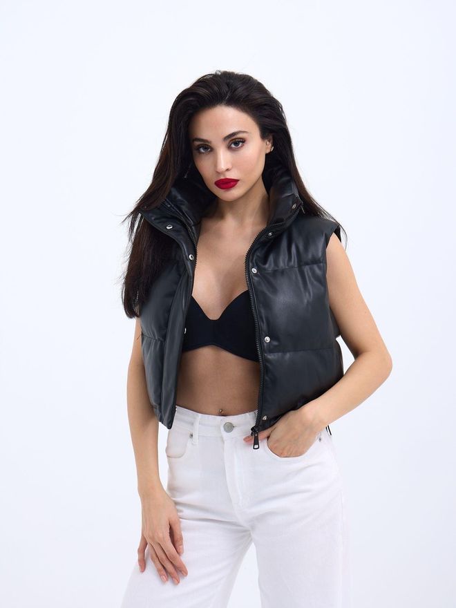 Fame Leather Vest Black Wholesale Clothing Casual