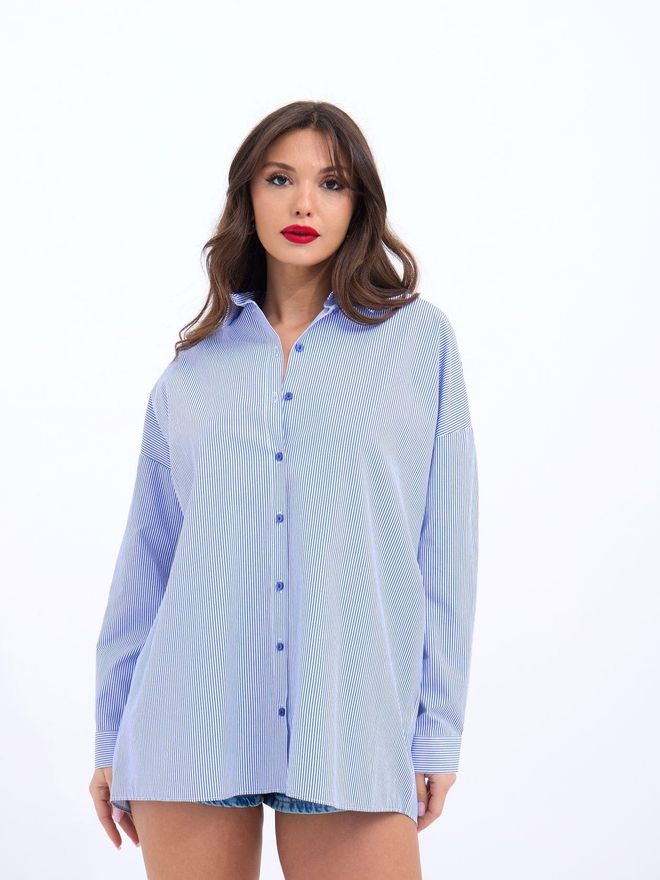 Fame Camicia A Righe Bianche E Blu Abbigliamento all'ingrosso Casuale