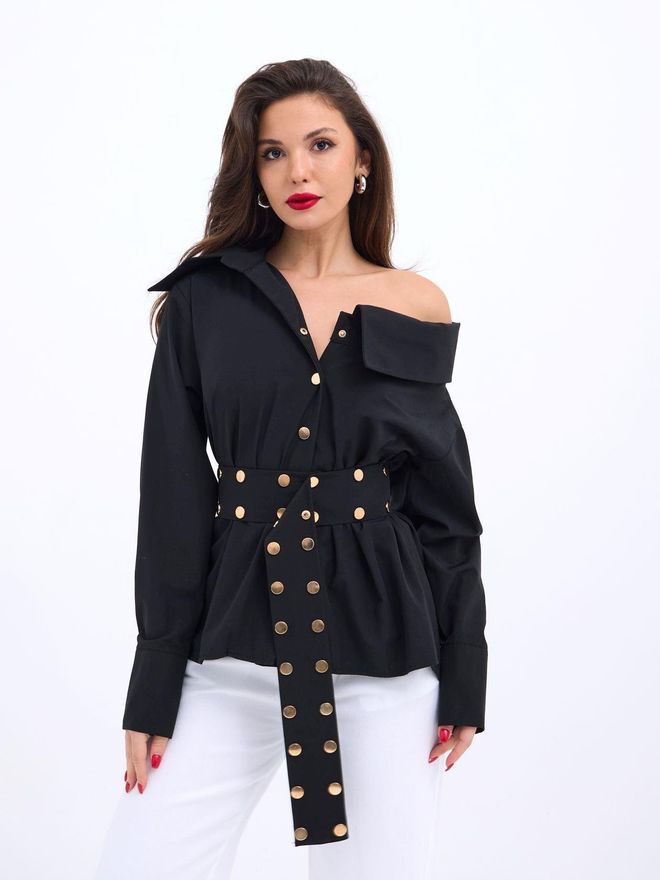 Fame Chemise Noire Vêtements en gros Élégant