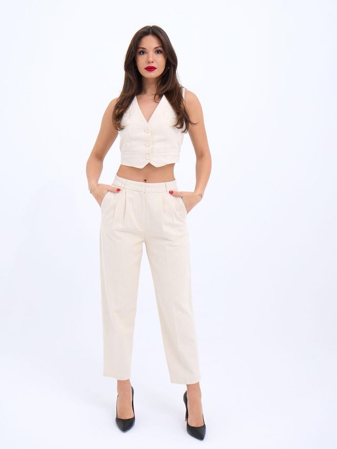 Fame Vest Beige Wholesale Clothing Formal