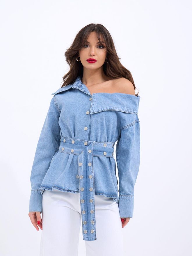 Fame Chemise En Jean Bleu Vêtements en gros Décontracté